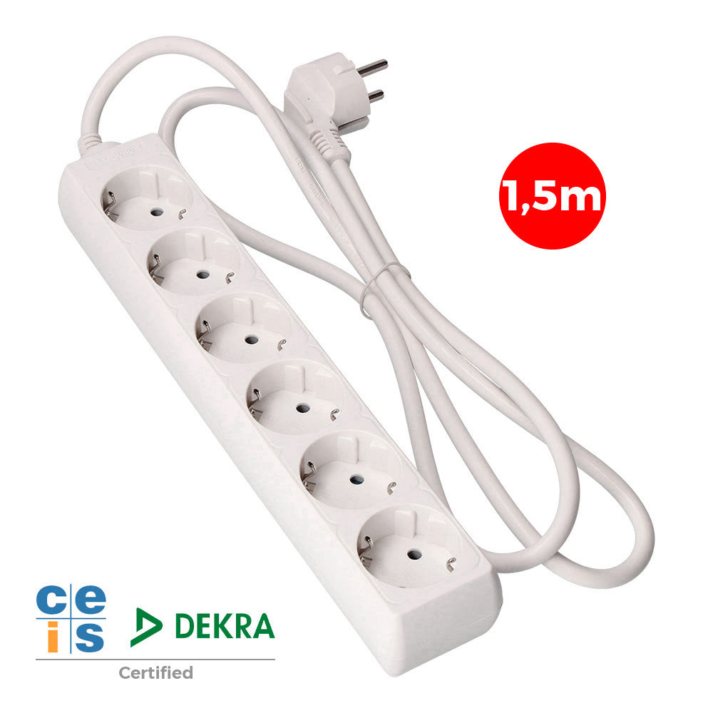 Base Múltiple T/TL 10/16A 1,5m – Regleta de Enchufes para Control de Equipos en Cultivo