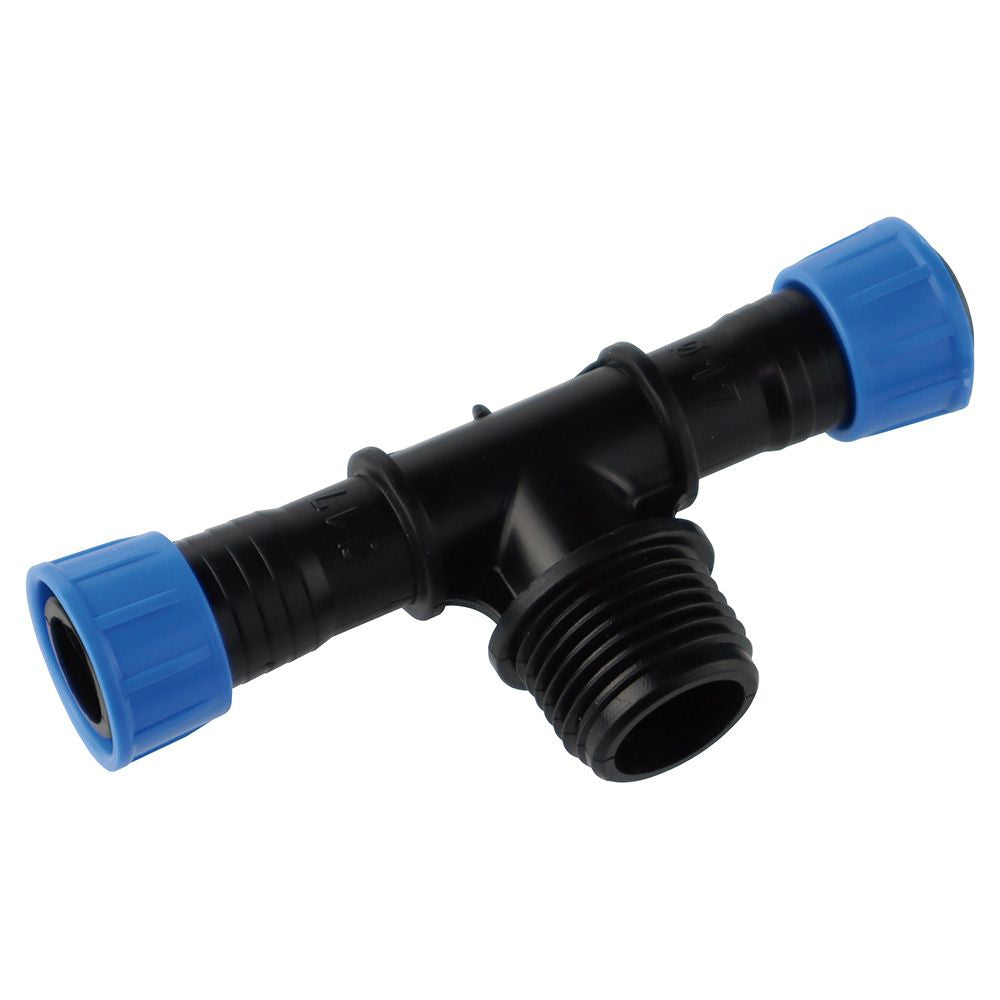 Aqua Control Derivación en T Rosca Macho medio pulgada a Cinta Click Ø16 mm