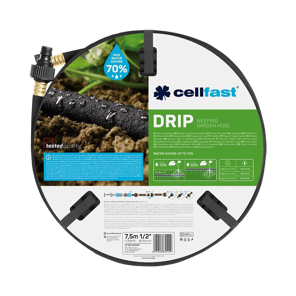 Cellfast Manguera Porosa de Riego por Goteo Ø12,5 mm x 7,5 m