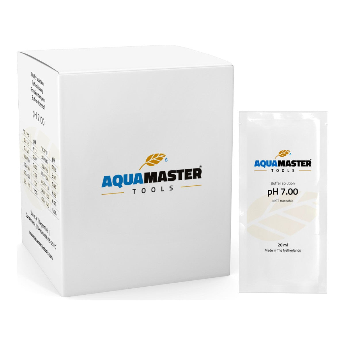 Aquamaster solución de calibración pH 7,00 en sobre monodosis de 20 ml, caja de 25 sobres