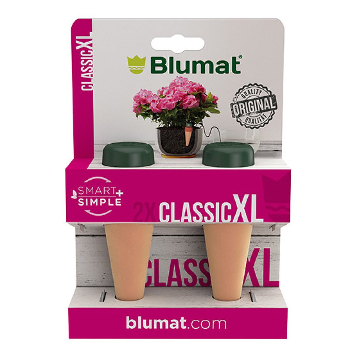 Blumat Classic XL instalado en maceta de balcon