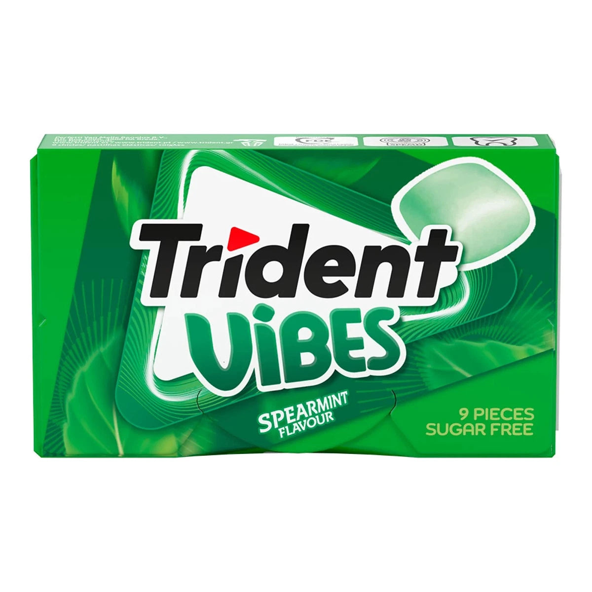 CHICLE TRIDENT VIBES, SIN AZÚCAR, SABOR HIERBABUENA, 21 g