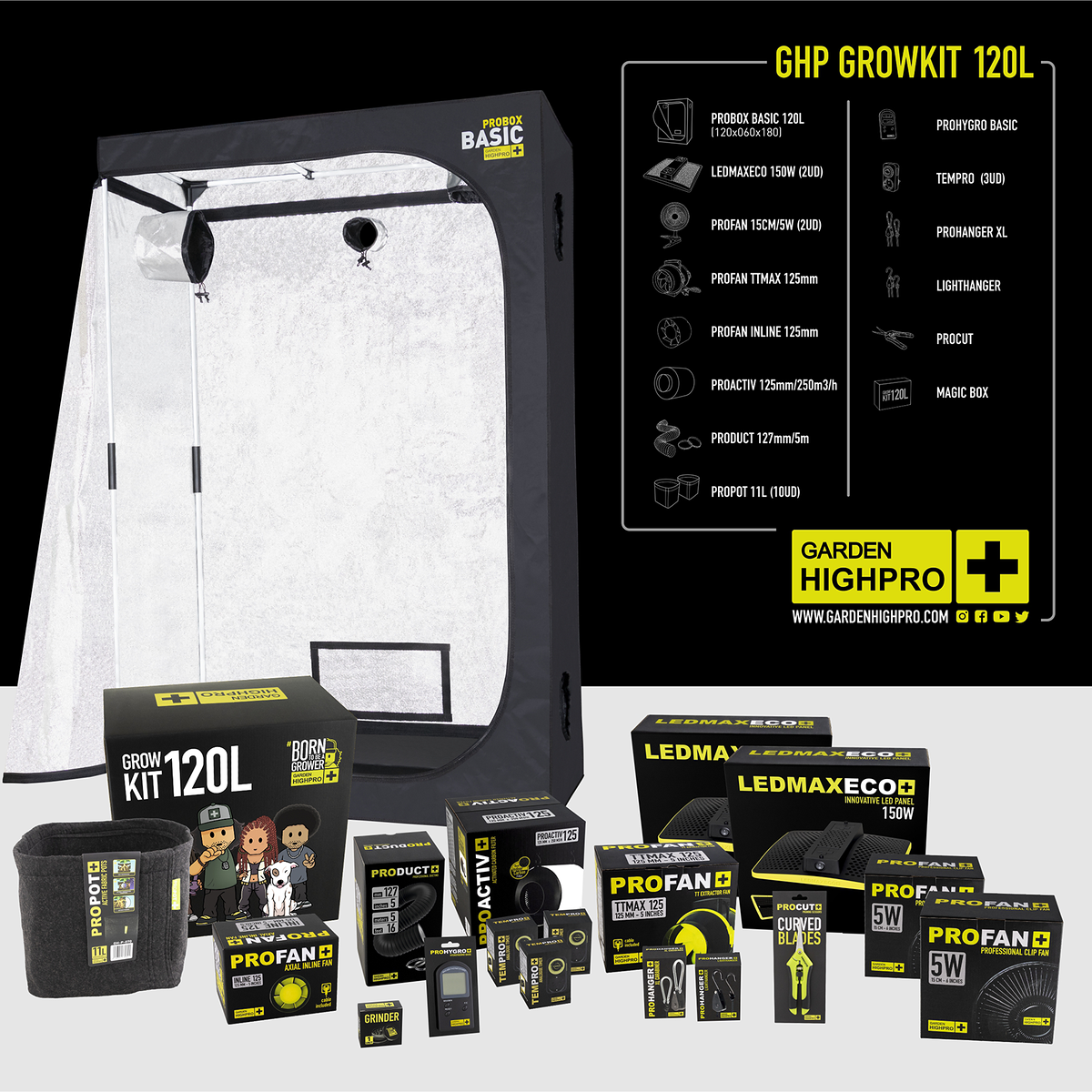 Growkit 120L GARDEN HIGPRO Cabinet Kit - Grow Kit | Grow Industry