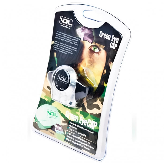 Green Eye Visera detalle del clip y los LED verdes