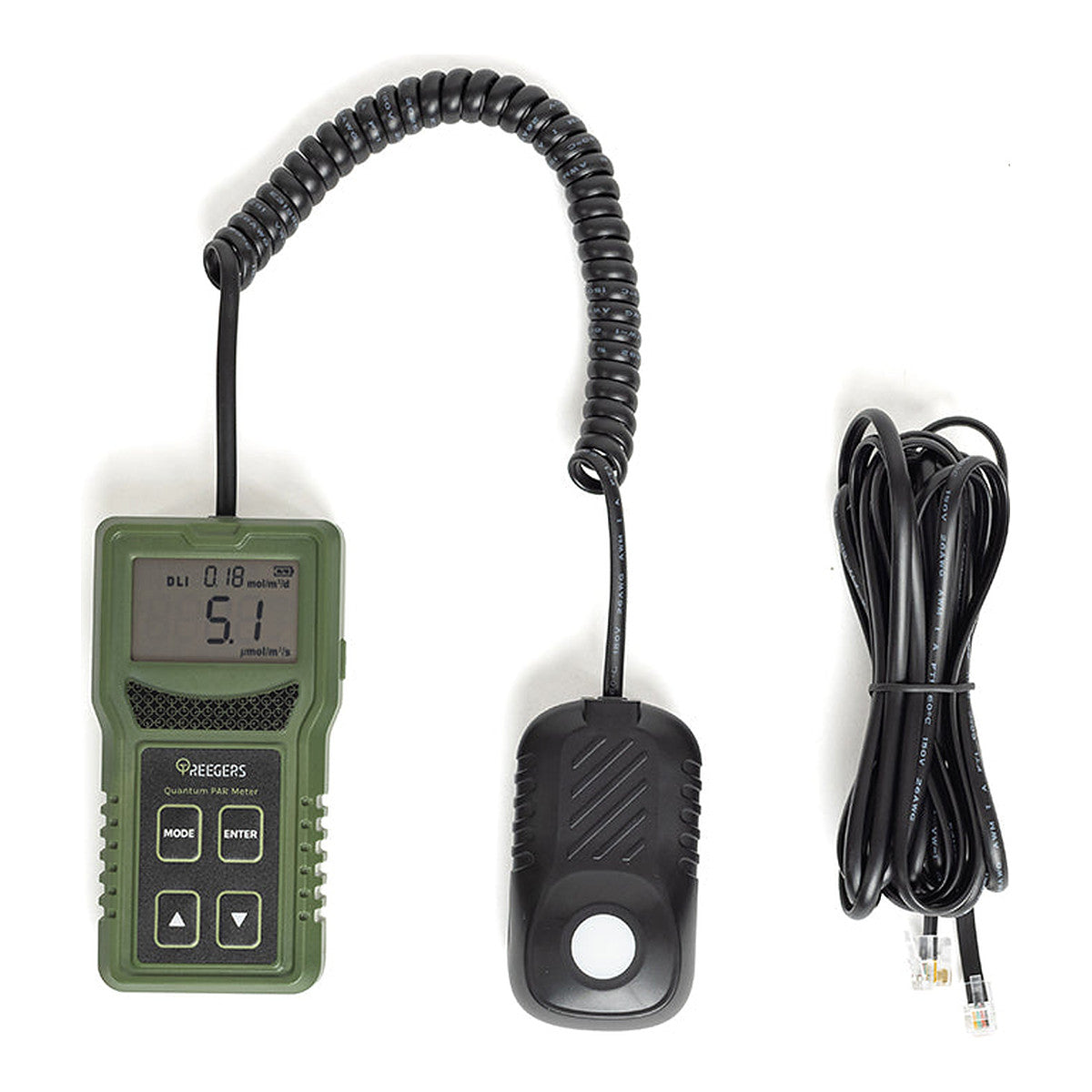 Treegers Medidor PAR Quantum, Medidor PPFD 400-700 nm con sensor remoto