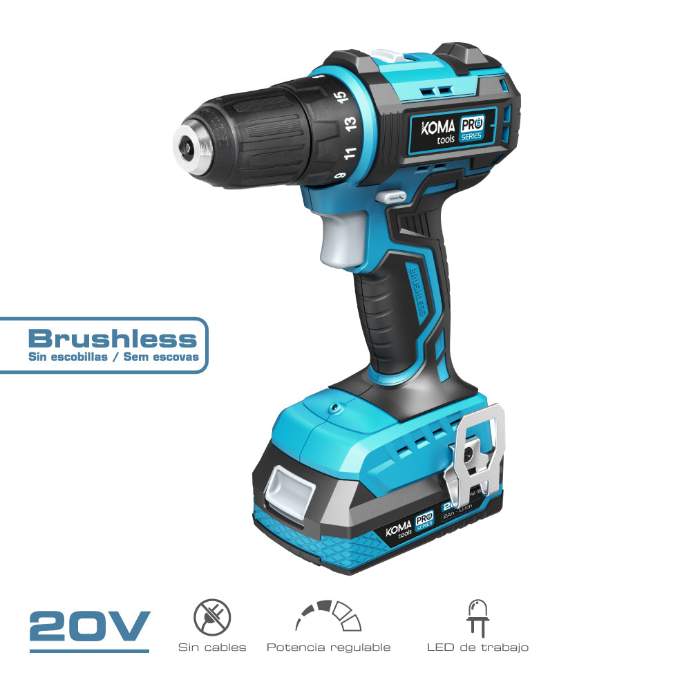 Kit Maletín Taladro Atornillador 20V Brushless KOMA TOOLS - GrowTarraco Distribuciones SLU