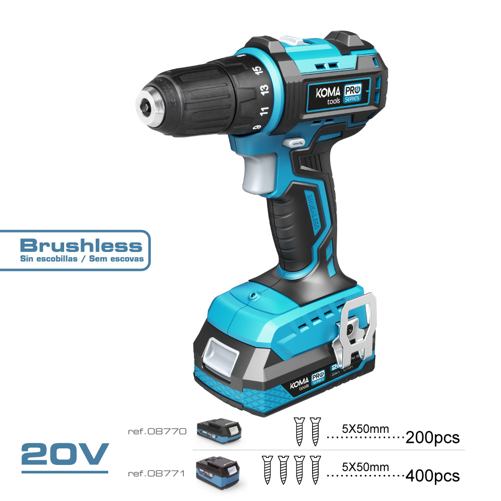 Kit Maletín Taladro Atornillador 20V Brushless KOMA TOOLS - GrowTarraco Distribuciones SLU