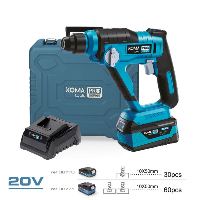 KOMA TOOLS Kit mallette pour perceuse sans fil 20 V avec batterie et chargeur