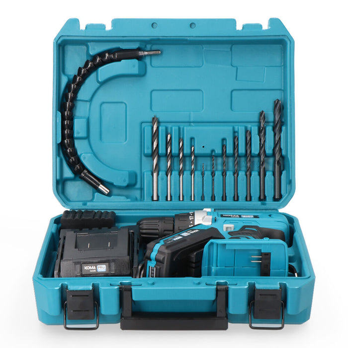 KOMA TOOLS 20V Drill Screwdriver Briefcase Kit with Accessories, Battery and Charger