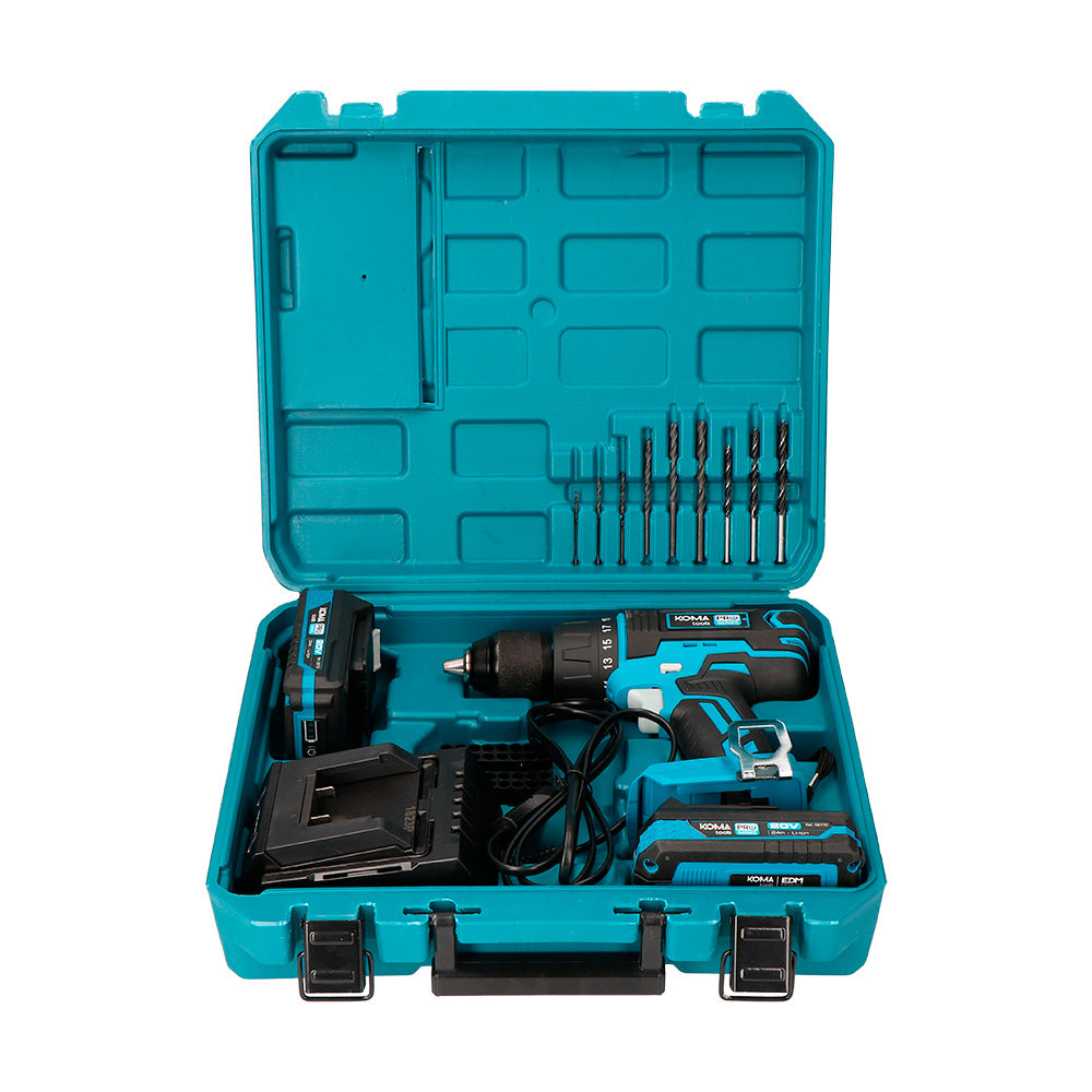 Kit Taladro Percutor/Atornillador 20V con 2 Baterías 2.0A y Cargador KOMA TOOLS - GrowTarraco Distribuciones SLU