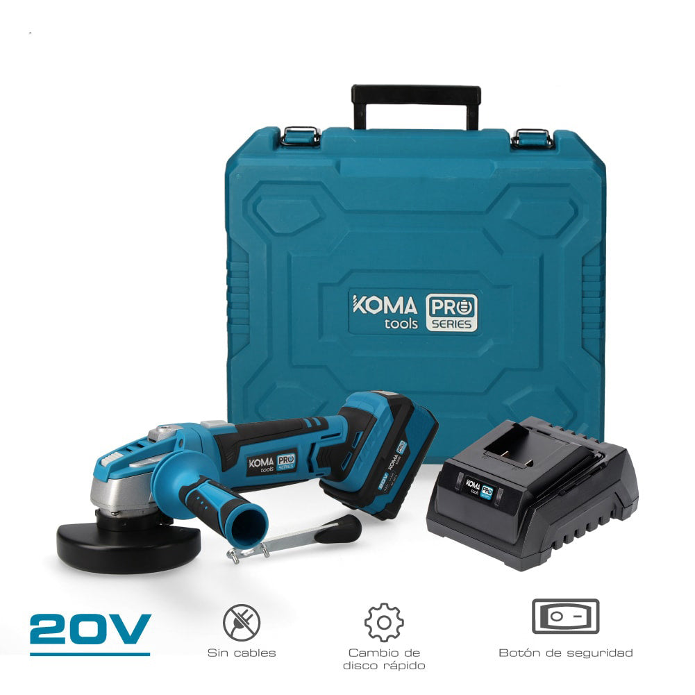 Kit mallette pour meuleuse 20 V avec batterie 4,0 A et chargeur KOMA TOOLS - Vue 2 | Développer l’industrie