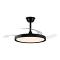 Cristalrecord Ventilador de Techo LED 3CCT Aspas Retráctiles Polaris 43 W 4430 lm Negro, Aspas Ø106 cm, Plafón Ø48,5 cm, Altura 32-42 cm