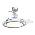 Cristalrecord Ventilador de Techo LED 3CCT Aspas Retráctiles Antila Mini 40 W 4000 lm Plata, Aspas Ø92 cm, Plafón Ø40 cm, Altura 38-48 cm