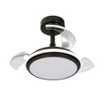 Cristalrecord Ventilador de Techo LED 3CCT Aspas Retráctiles Antila Mini XS 35 W 3000 lm Negro, Aspas Ø55 cm, Plafón Ø32 cm, Altura 38-48 cm
