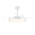Cristalrecord Ventilador de Techo LED 3CCT Aspas Retráctiles Evo Smart 72 W 7920 lm Blanco, Aspas Ø106 cm, Plafón Ø48,5 cm, Altura 32-42 cm