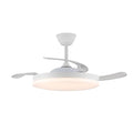 Cristalrecord Ventilador de Techo LED 3CCT Aspas Retráctiles Stars Evo Smart 72 W 7920 lm Blanco, Aspas Ø106 cm, Plafón Ø48,5 cm, Altura 34-44 cm