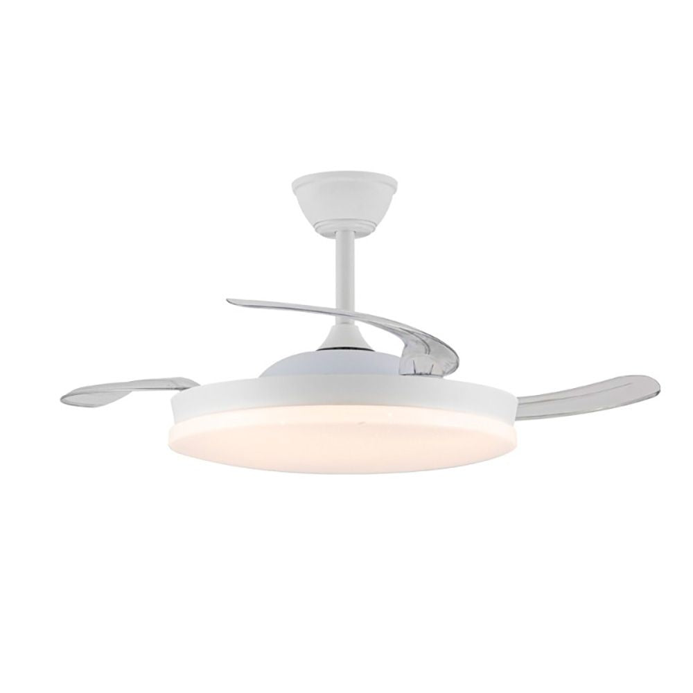 Cristalrecord Ventilador de Techo LED 3CCT Aspas Retráctiles Stars Evo Smart 72 W 7920 lm Blanco, Aspas Ø106 cm, Plafón Ø48,5 cm, Altura 34-44 cm