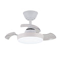 Cristalrecord Ventilador de Techo LED 3CCT Aspas Retráctiles Hornet 32 W 3195 lm Blanco, Aspas Ø56 cm, Plafón Ø26 cm, Altura 34-44 cm