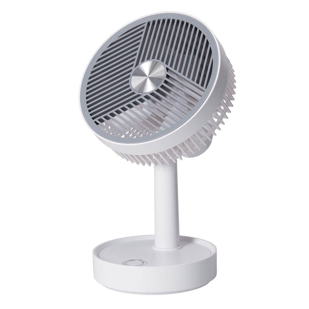 Ventilador de Sobremesa BASICS Extensible Recargable, Blanco y Gris