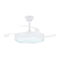 Cristalrecord Ventilador de Techo LED CCT, 3 Aspas Retráctiles 60 W, 6600 lm, Blanco, Aspas Ø106 cm, Plafón Ø15 cm, Altura 30,5-40,5 cm