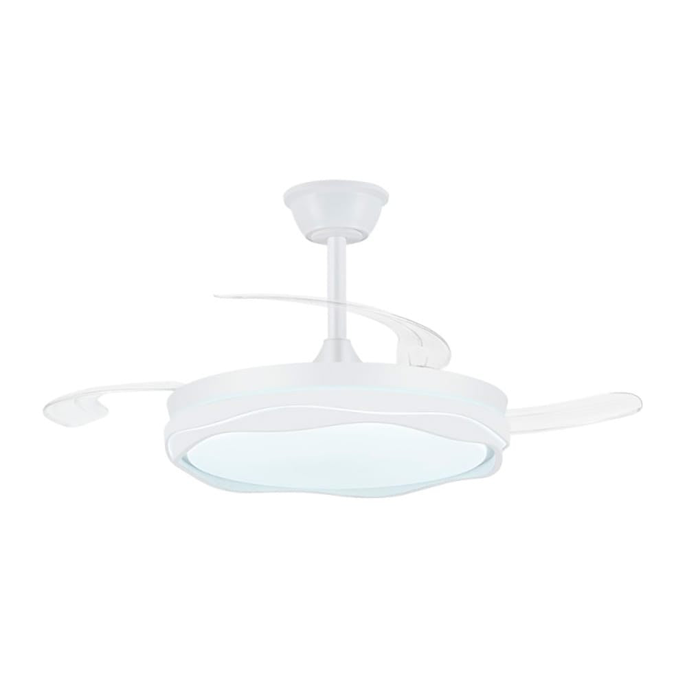 Cristalrecord Ventilador de Techo LED CCT, 3 Aspas Retráctiles 60 W, 6600 lm, Blanco, Aspas Ø106 cm, Plafón Ø15 cm, Altura 30,5-40,5 cm