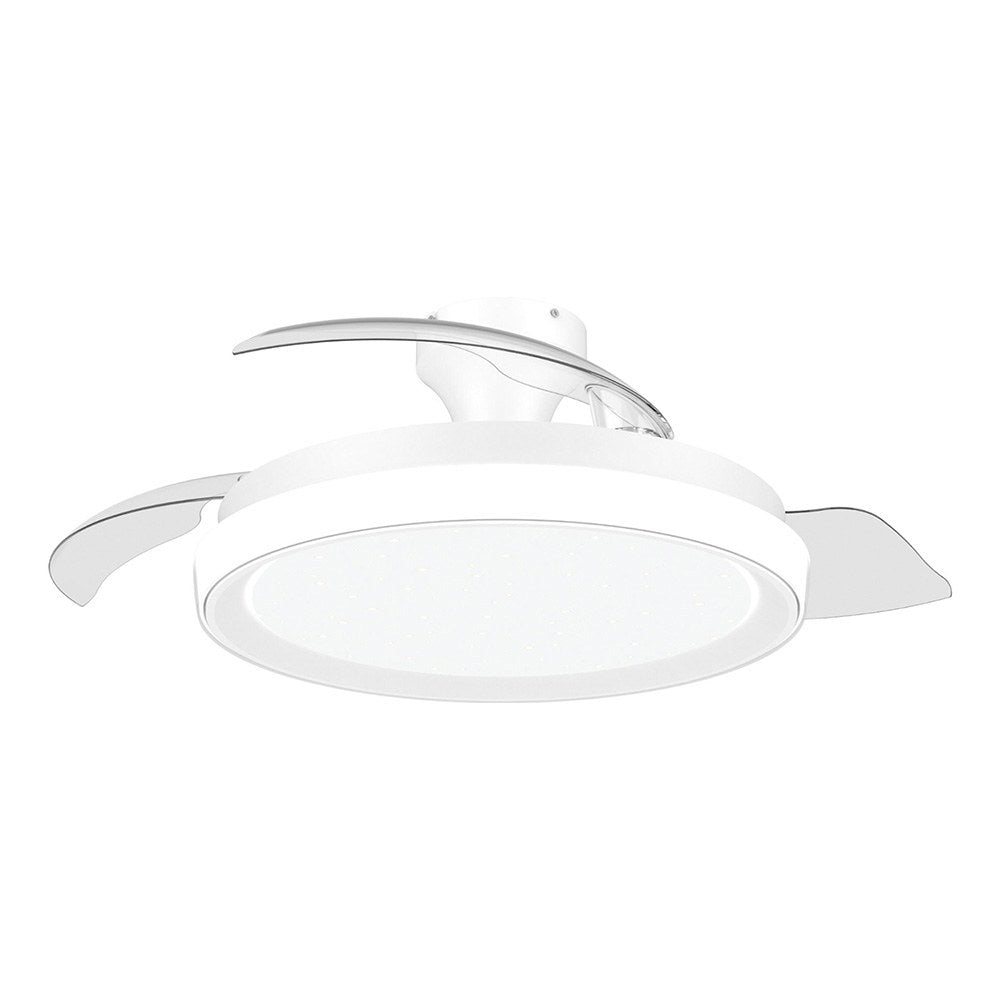 Philips Ventilador de Techo Con Aspas Retráctiles, LED 3 CCT, DC 28 W + 35 W, Modelo Bliss, Blanco/estrellado, Ø106 cm