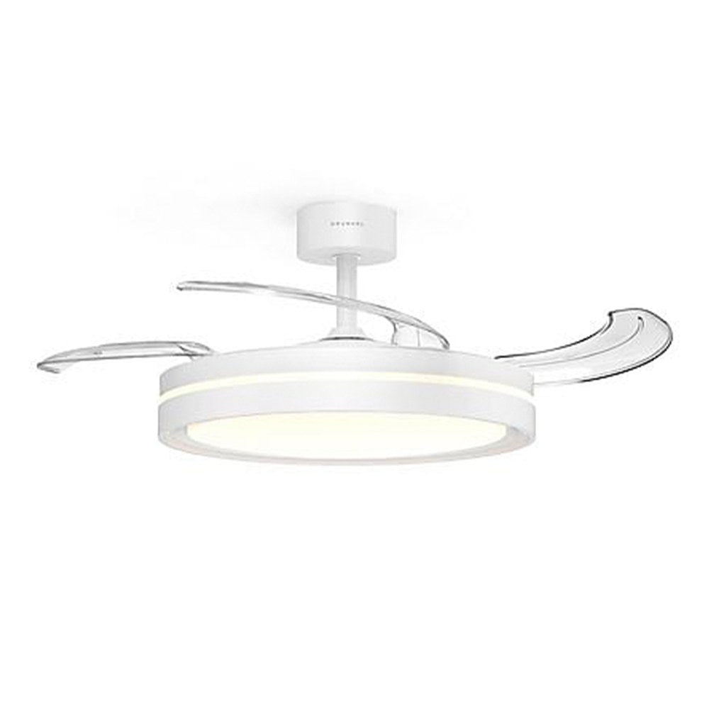 Grunkel Ventilador de Techo Con Aspas Retráctiles y Luz LED 3CCT, 30+24 W, 6 Velocidades, Blanco, Ø106 cm