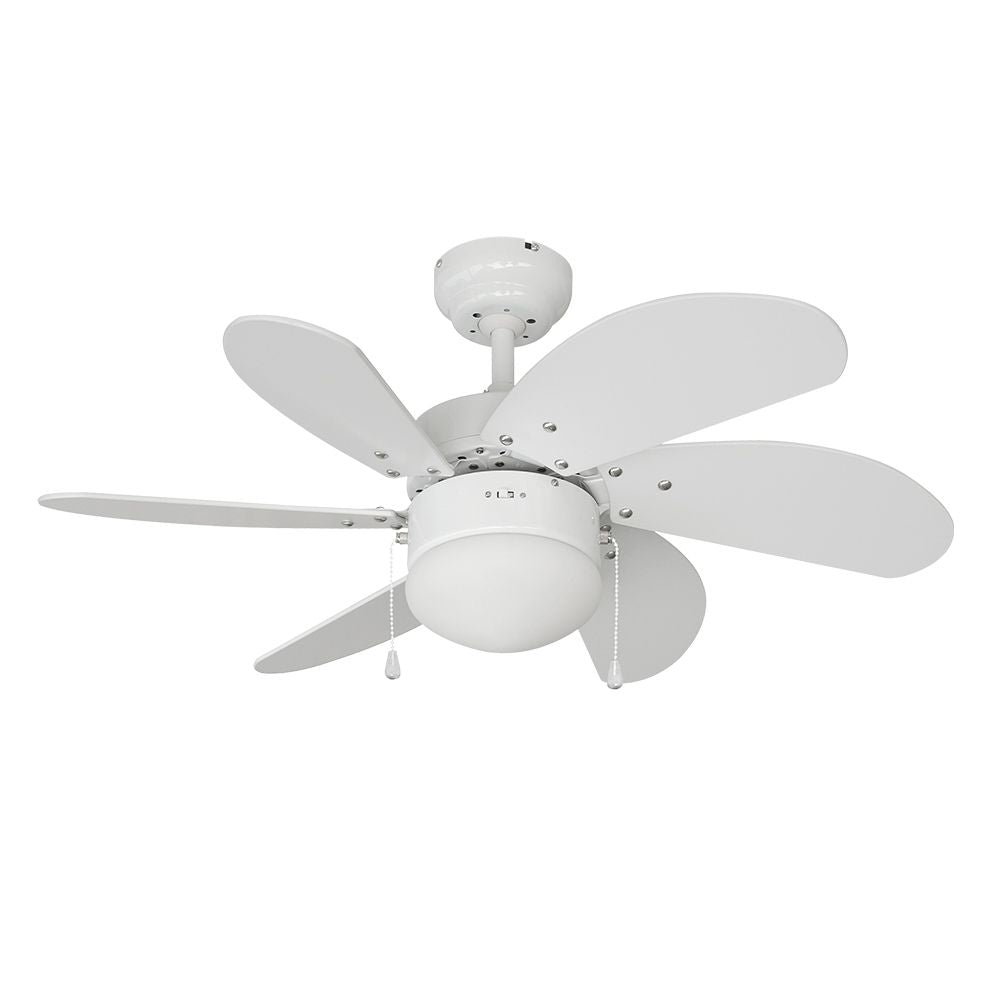 EDM Ventilador de Techo Modelo Aral. Color Blanco. Potencia: 50 W Aspas: Ø76cm