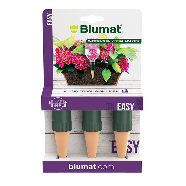 Blumat Easy blíster de 3 unidades, conos de cerámica para riego con botella