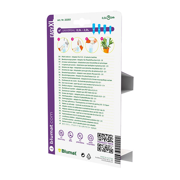 Blumat Easy XL, vista del cono de cerámica y el adaptador
