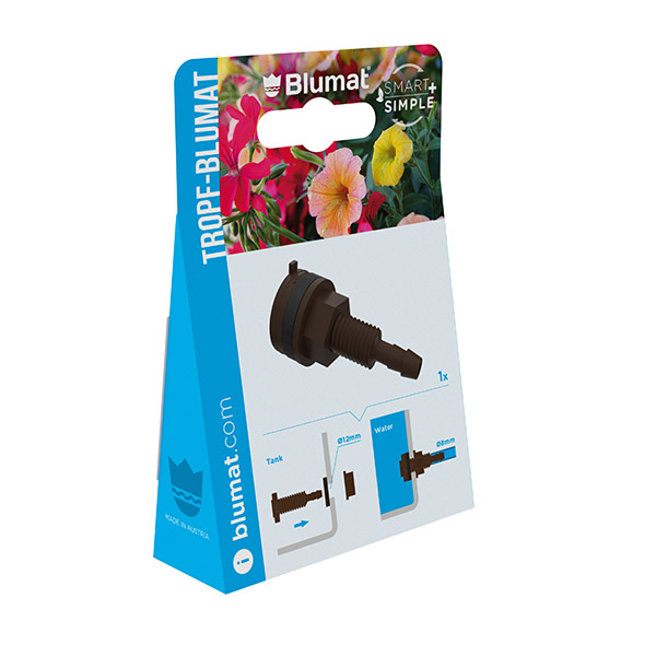 Detalle del conector de depósito Blumat con junta