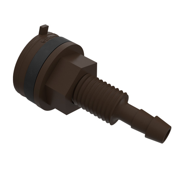Conector de depósito Blumat instalado en un bidón de agua