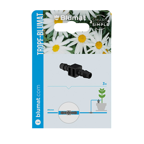 Blumat unión 8-8 para empalmar dos tramos de tubo Ø8 mm