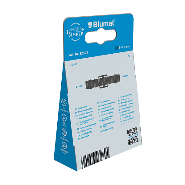 Unión Blumat 8-8 empalmando la línea de alimentación