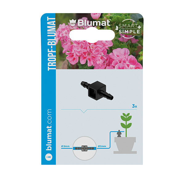 Blumat mini unión 3-3 mm para empalmar microtubo de Ø3 mm