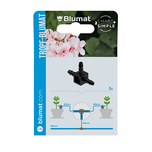 Blumat mini te 3-3-3 mm para microtubo de Ø3 mm