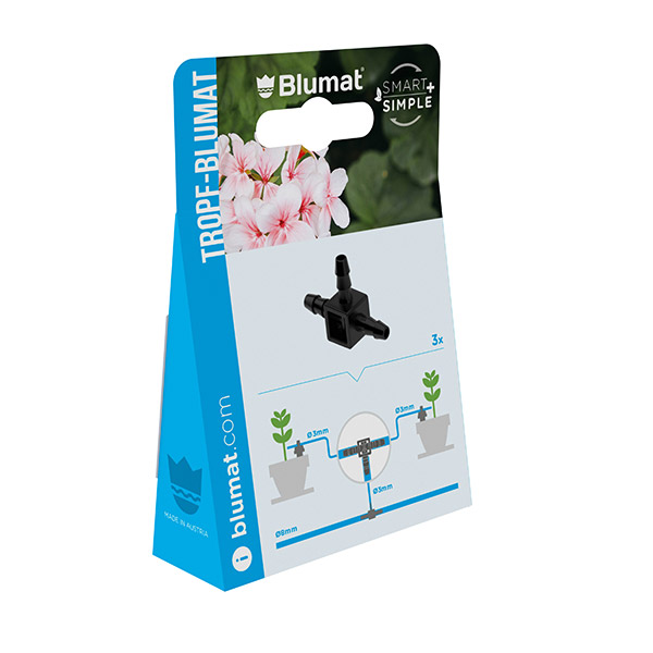 Blumat mini te 3-3-3 mm - detalle de las tres vías