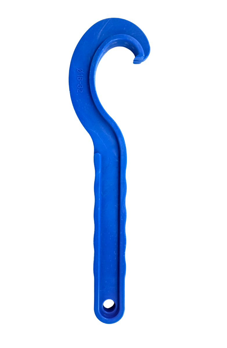 Llave de gancho para apretar racores de polietileno de 16 a 32 mm