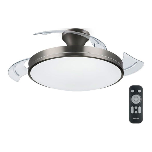 Philips Ventilador de Techo de LED Modelo Atlas. Color Nikel. Potencia: 28+35 W Aspas: Ø106 cm con Mando a Distancia