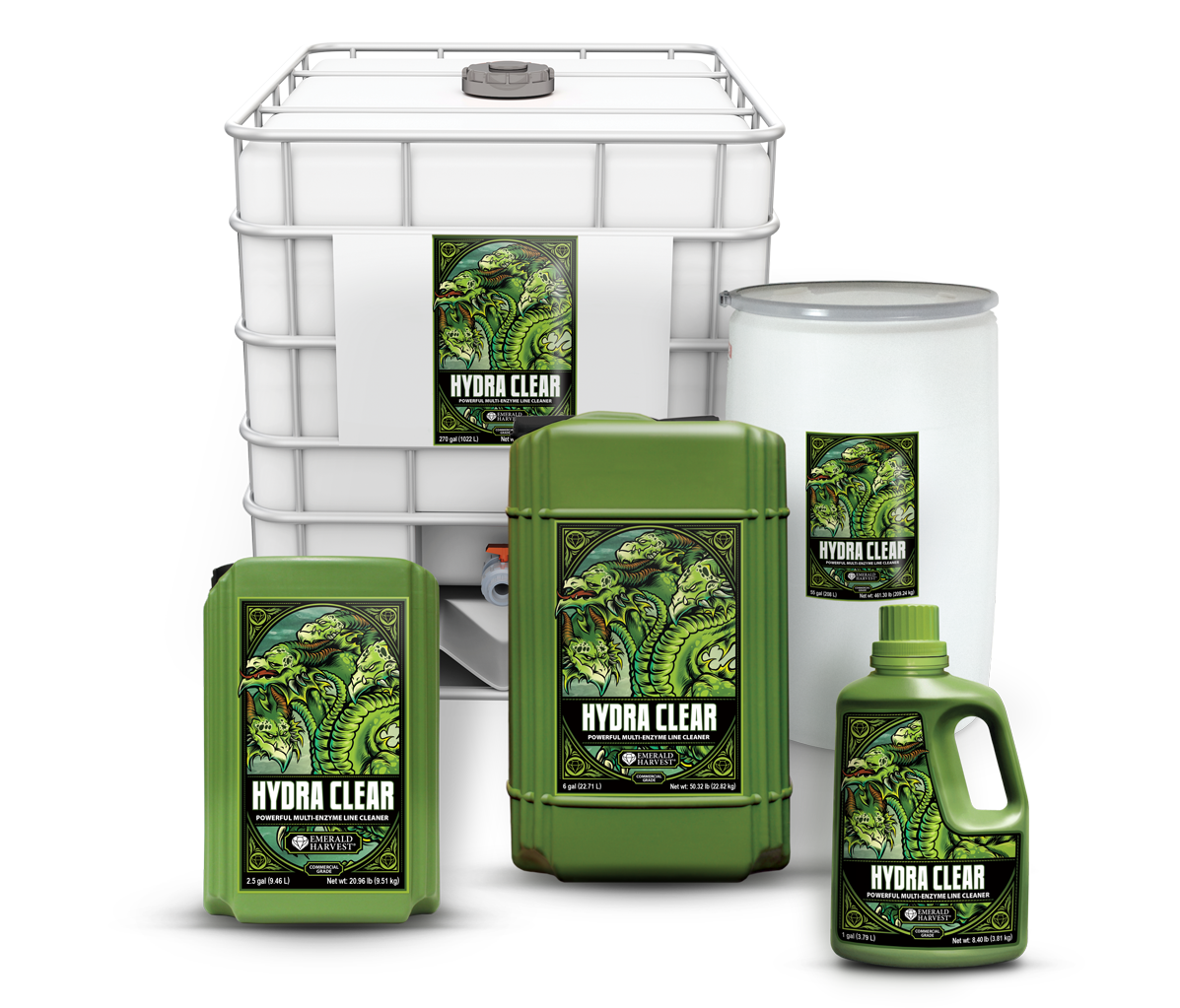 Emerald Harvest Hydra Clear gama de formatos