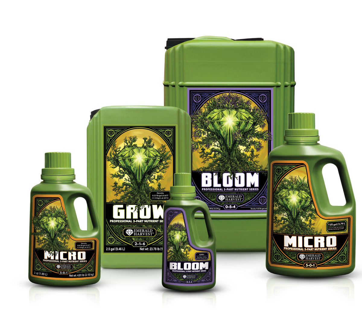 Emerald Harvest Grow Micro Bloom linea base completa