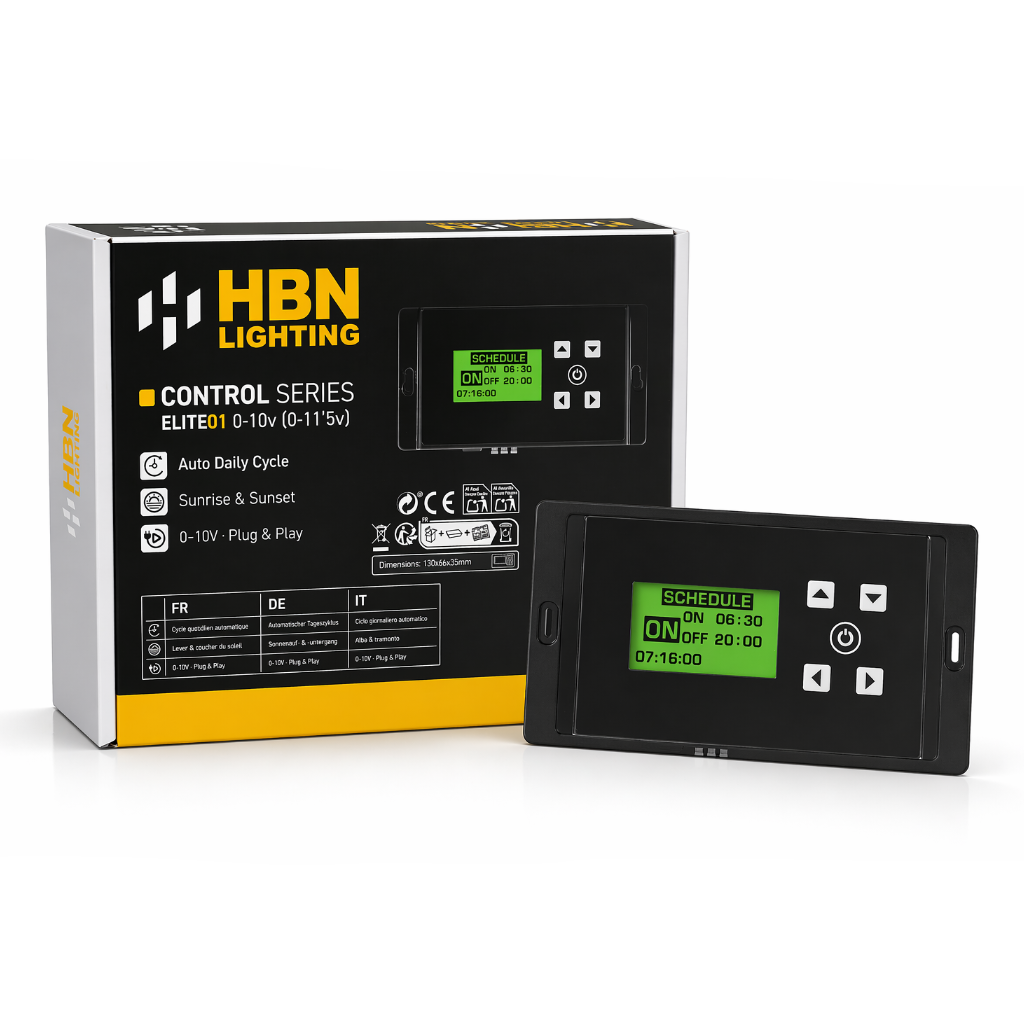 Control Basic Series HBN Lighting — Contrôleur LED avec écran tactile pour gérer les lampes de culture