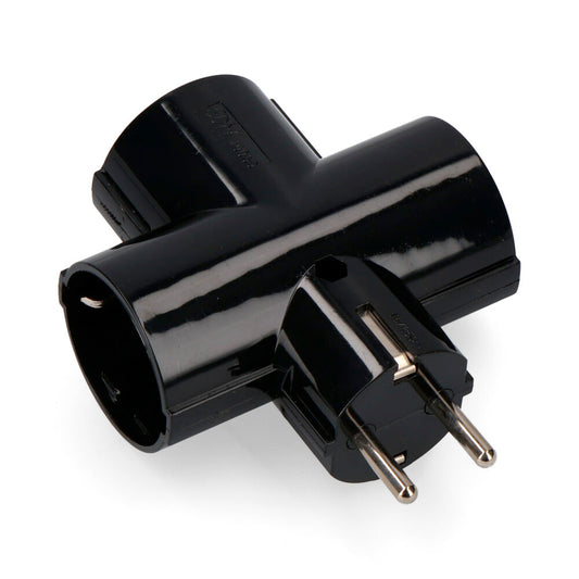 Schwarzer Triple Baquelita T/TL 16A 250V EDM