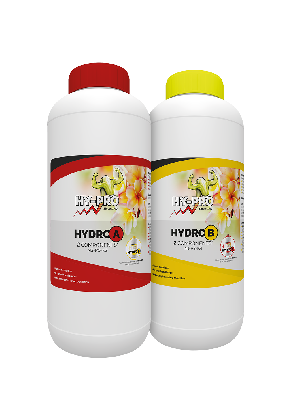 Hy-Pro Hydro A+B fertilizante base bipartito para hidroponia, envase de 1 L
