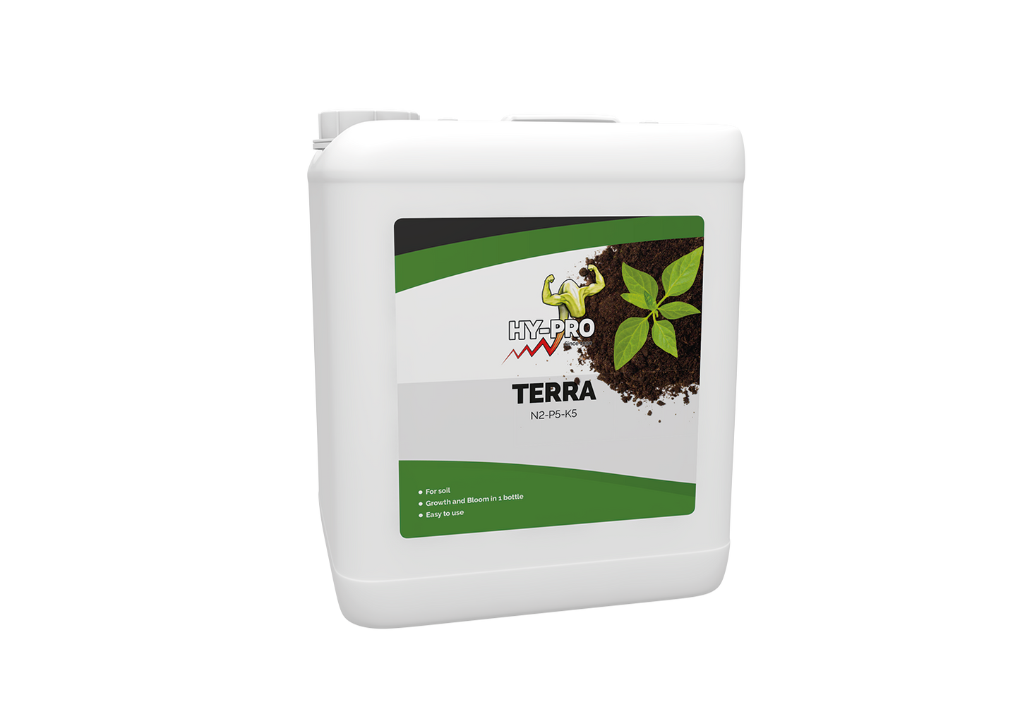Hy-Pro Terra abono base organo-mineral para tierra, garrafa de 5 L