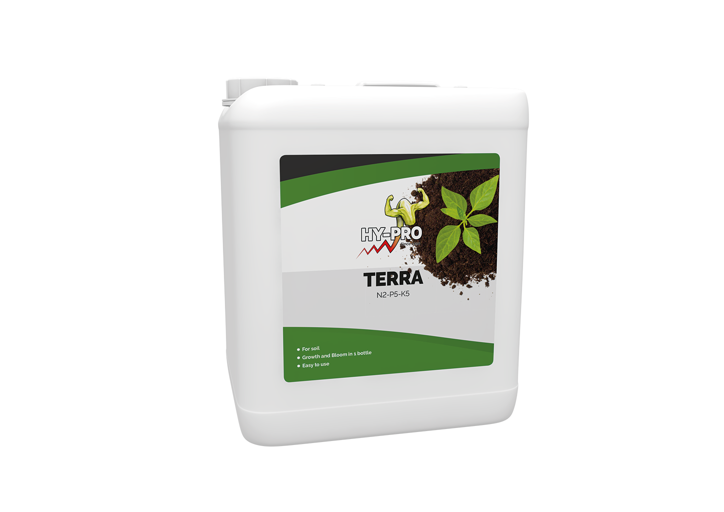 Hy-Pro Terra abono base organo-mineral para tierra, garrafa de 5 L