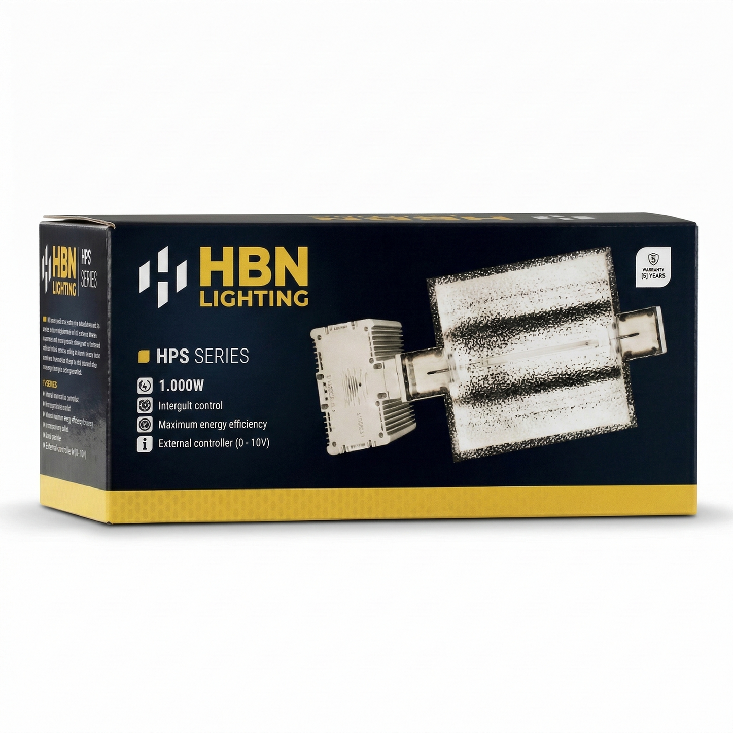 Caja y embalaje Luminaria HPS 1000W HBN — reflector, casquillo cerámico y cable de alimentación