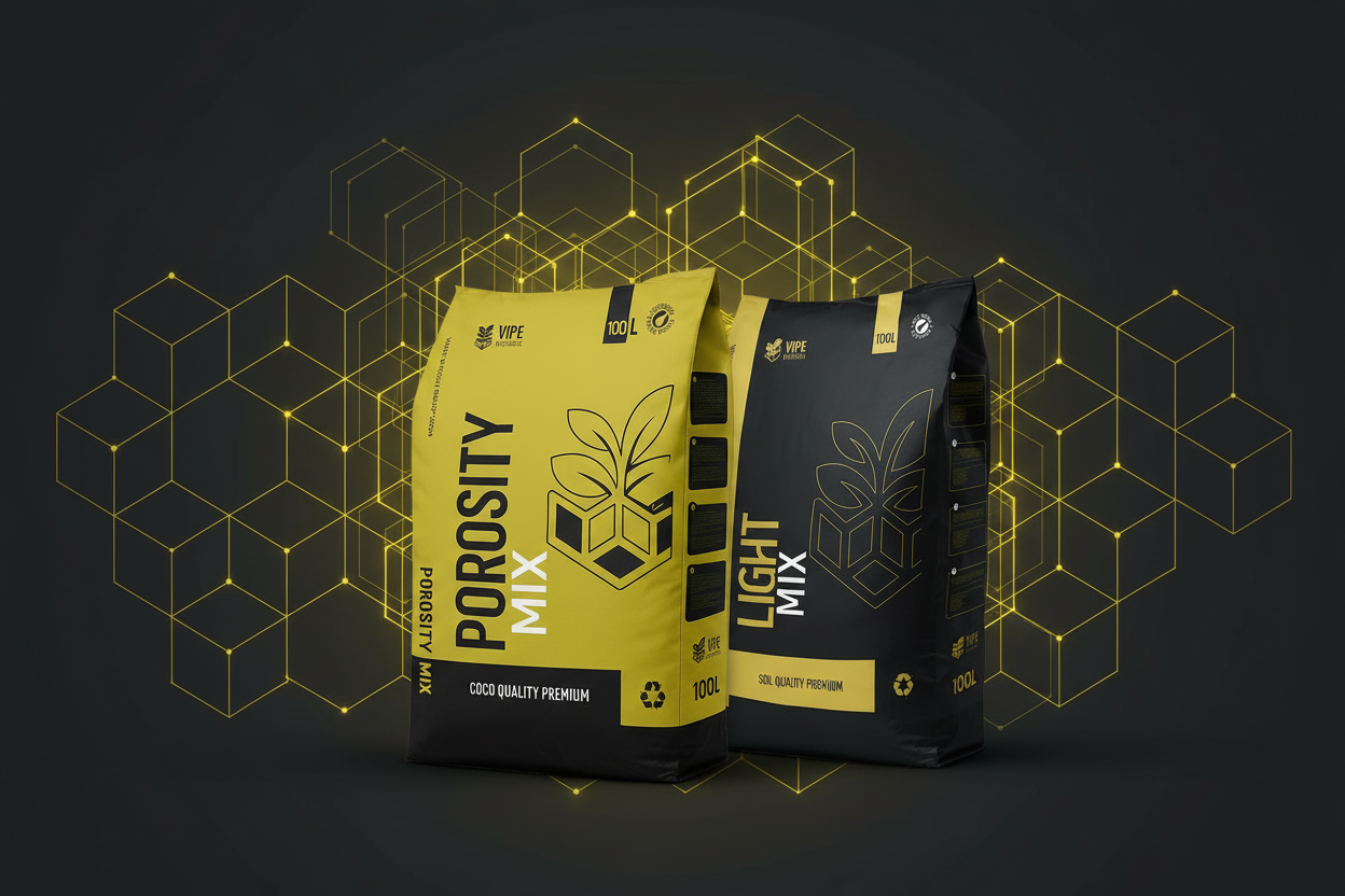 Banner VIPE Nutrients con entramado geométrico