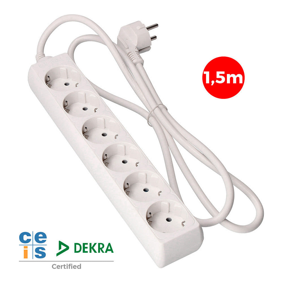 Base Múltiple T/TL 10/16A 1,5m, regleta de enchufes para control de equipos en cultivo