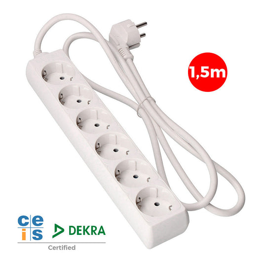 Base Múltiple T/TL 10/16A 1,5m, regleta de enchufes para control de equipos en cultivo